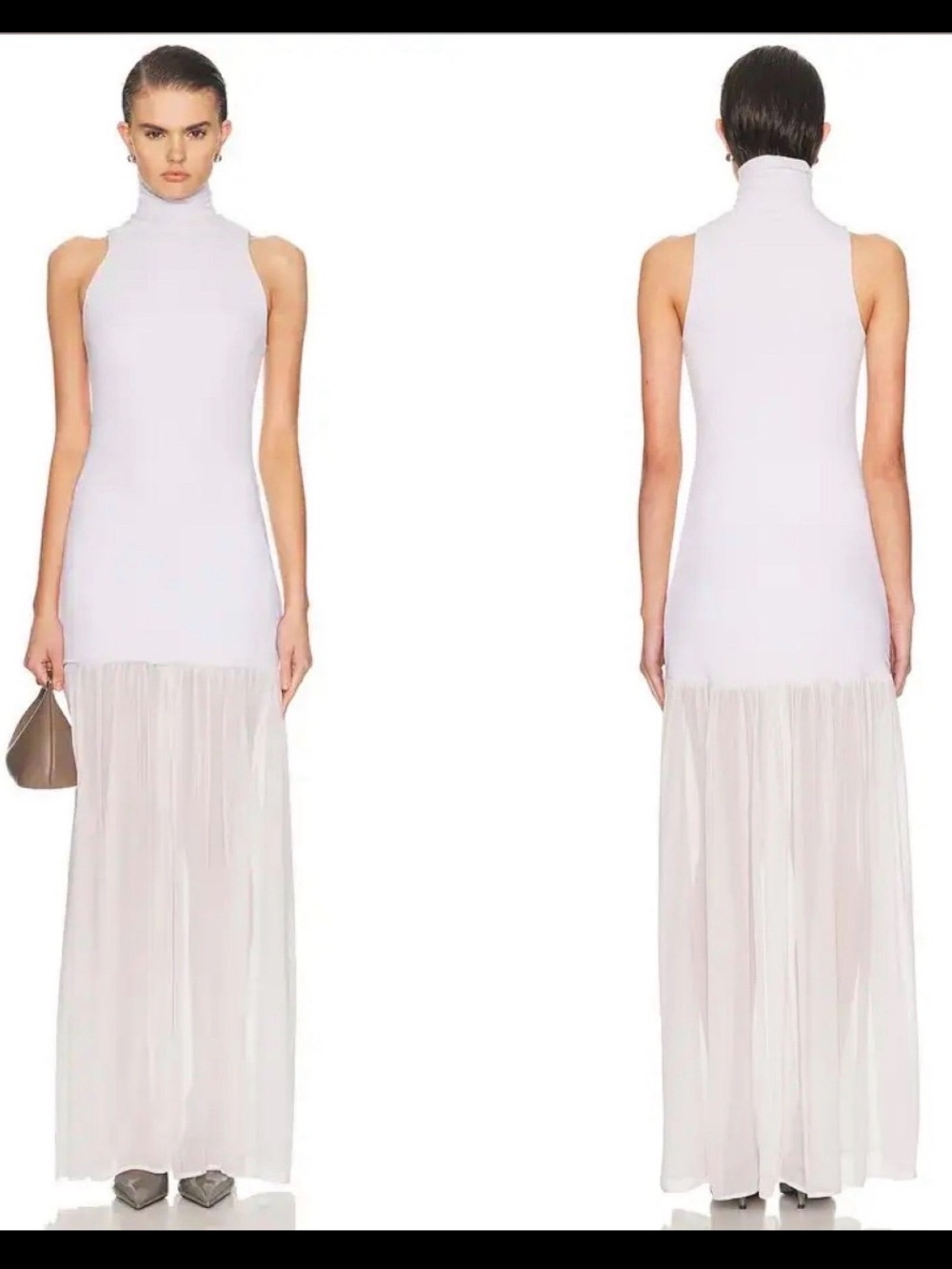 NEW Enza Costa $595 Airy Halter Turtleneck Dress (mist) Sz 1 (Small)